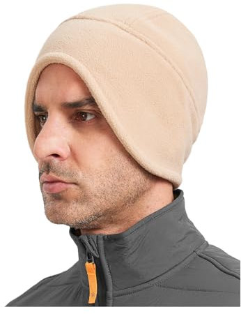 Zylioo S/M/L/XL/XXL varm vintermössa, hjälm, underhjälm, cykelmössa, underhjälm, mössa, cykelmössa för cykling, skidåkning, löpning, utomhus, BRUN, S