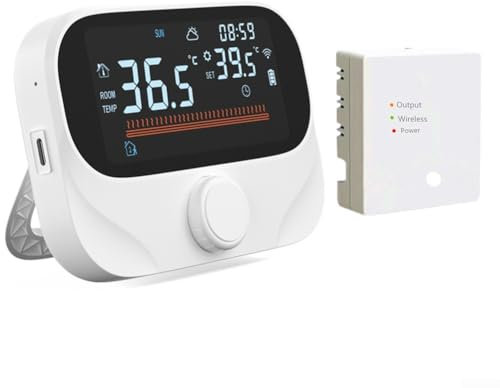 Termostato de caldera RF, control inalámbrico inteligente de temperatura ambiente programable, con función anticongelante de visualización meteorológica, ahorro de energía (WiTH3-WIFI)