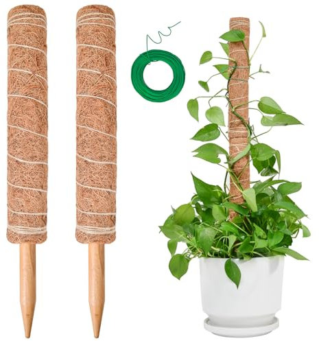 Tuteur Monstera pour Plantes, SproutMaven Tuteur Plante Grimpante 2 Pièces Bâton de Coco de 40cm, Poteau Totémique pour Plantes de Jardin et Pots