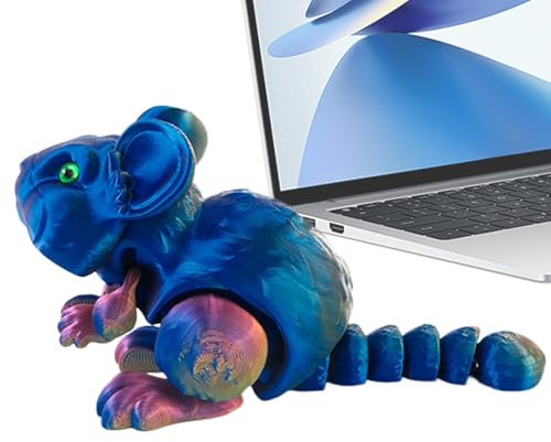 Dreidimensional Bedruckte Spielzeugtiere,Dreidimensional Bedruckte Zappeltiere, Hamster-Fidget-Spielzeug mit Gelenk zur Anzeige, Tierische Desktop-Dekoration für Auto, Handpuppe und Zuhause
