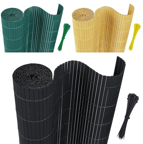 Aufun Sichtschutzmatte PVC Sichtschutzzaun 80x500cm - mit Kabelbindern Standard Sichtschutz Bambus Windschutz für Garten Balkon und Terrasse-Interne W-Struktur Verstärkte Lamellen (Anthrazit)