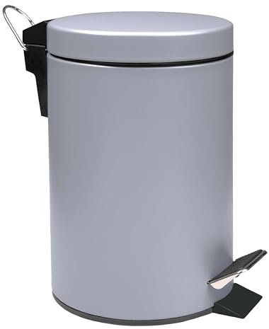Crystals 3L Small Pedal Bin – Compact Rubbish Waste Stainless Steel Bin for Bathroom, Kitchen & Toilet – Hands-Free Close Lid, Durable & Easy to Clean – Ideal for Home & Office Use (Grey)