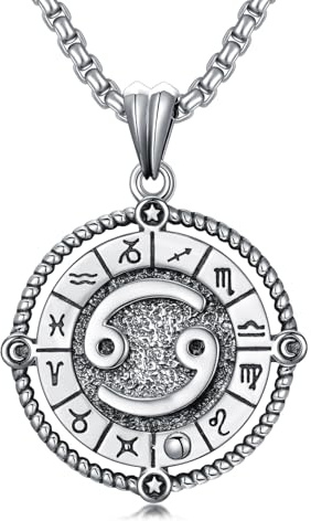 ROMANTICWORK Krebs Sternzeichen Kette 925 Sterling Silber Konstellation Krebs Sternzeichen Anhänger Halskette Krebs Horoskop Schmuck Geschenke für Damen Herren