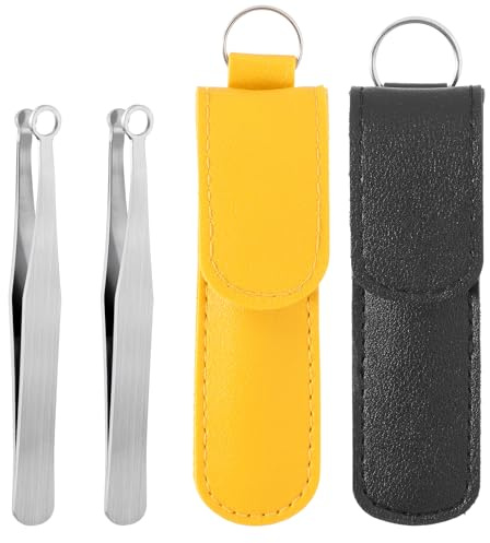 2PCS Nose Hair Trimming, Universal Nasal Clippers for Men and Women, Silver Stainless Steel Nose Hair Clippers, Nose-Hair Trimmer with Leather Case for Ear-Hair, Eyebrows and Body-Hair