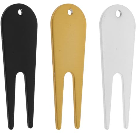 TOGEVAL Forchetta per Riparazione Manto Erboso da Golf 3 Pezzi in Metallo Lega Resistente Marcatore Palline Portatile Ergonomico per Manutenzione Green Campo da Golf