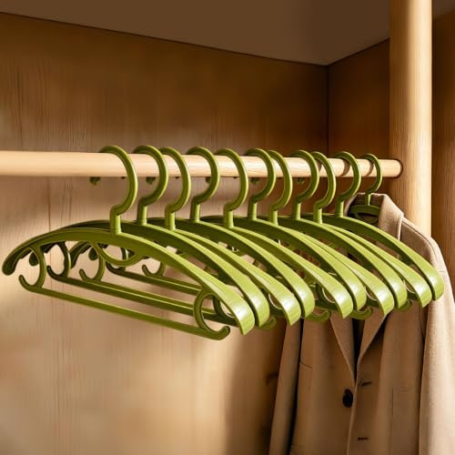 MUFANSU 10 Perchas Antideslizantes Hombro Ancho 42.5cm Ropa Armario, Verde