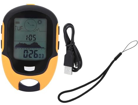 BuyWeek Altímetro, barómetro multifuncional con brújula, termómetro, higrómetro, pronóstico del tiempo, reloj, fecha, linterna LED, despertador, IPX4 impermeable
