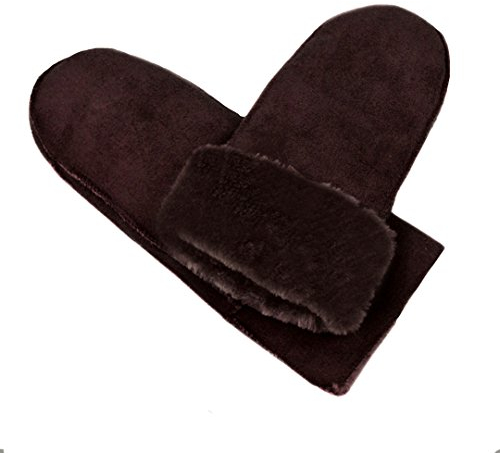 MEGAUK Herren/Jungen Fäustlinge mit Warme Gefüttert - Lammfell Design Handschuhe - Kunstfell Winterhandschuhe - Winter Fausthandschuhe (Braun)