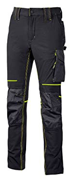 U-Power | Pantaloni da Lavoro Uomo Atom, Idrorepellenti, Protezione Ginocchia, Alta Traspirabilità, 90% Nylon 10% Spandex