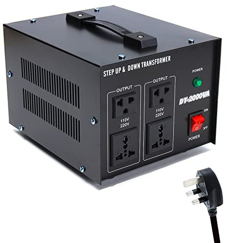 MEISHILE Transformer 2000W Step Up and Down Voltage Regulator Converter Power Transformer AC-AC 220V to 110V 230V / UK to US / 110V to 220V / US to UK Converter 2000 Watts DT-2000VA