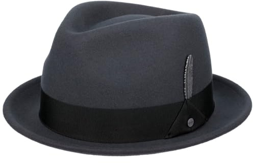 Stetson Vencaster Player Wollhut Einfarbiger Filzhut 100% Wollfilz Wasserabweisend Unisex Herbst Winter dunkelgrau XXL (62-63 cm)