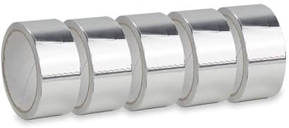 VIRSUS 5 Rotoli nastro adesivo in alluminio 4036, nastro resistente alte temperature fino a 150°, per riparare, isolare, proteggere e sigillare condotti d'aria e stufe (40mm x 45Mt)