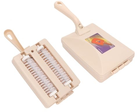 Agatige Carpet Sweeper Gadgets for Home, Twin Roller Handheld Manual Brush Pet Hair Dust Scraps Paper Small Rubbish Cleaning Tool Rug Roller Brush Push for Bed Clothes Desktop