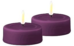 ReWu Deluxe Homeart - Velas de té grandes (2 unidades), color morado oscuro