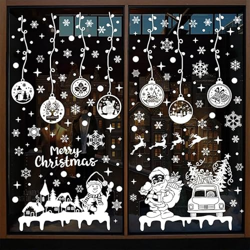 Vordpe 237 immagini per finestre natalizie, autoadesive, fiocchi di neve, decorazione per finestre in PVC, decorazione natalizia per Natale (A)