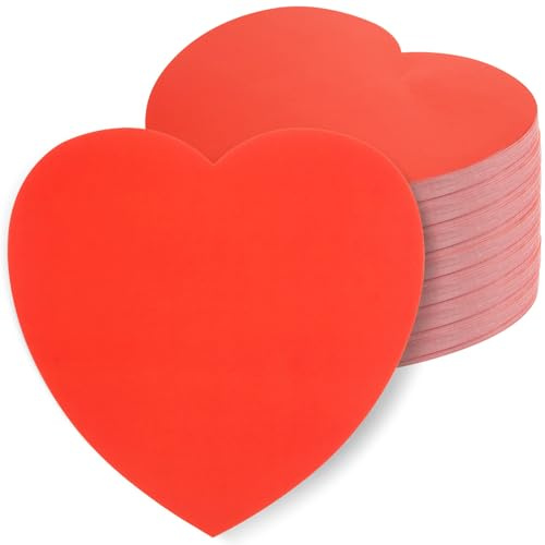 MixTeach 72 Pcs Large Red Heart Cutouts, 15 x 15 cm/5.9 x 5.9 inches, Heart Shape Card Paper Die Cut, Valentine's Day Decorations, Craft Paper Cutouts