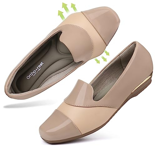 Ortho + Rest Zapatos de mujer para ortopedia, Hallux Valgus, zapatos de vestir, mocasines con plantillas ortopédicas, color carne, 37 EU