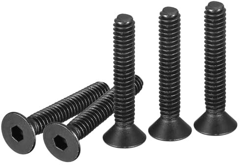 DTGN #6-32x1 Tornillos de Cabeza Hexagonal con Cabeza Plana, Paquete de 50 Tornillos de Cabeza Plana de Acero al Carbono con Recubrimiento de Óxido Negro, Rosca Completa