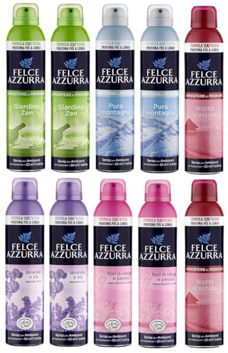 10 confezioni di test Felce Azzurra Deodorante Ambienti, deodorante spray per ambienti, 250 ml