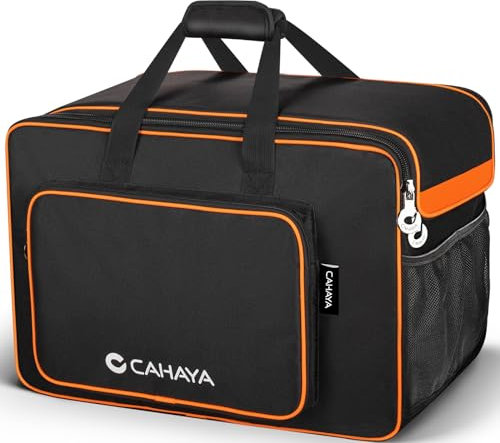 CAHAYA Speaker Bag Portable Padded: Travel Case with Multi Pockets External Straps Tote Protective for Bluetooth Boombox Stands Accessories Model CY0361