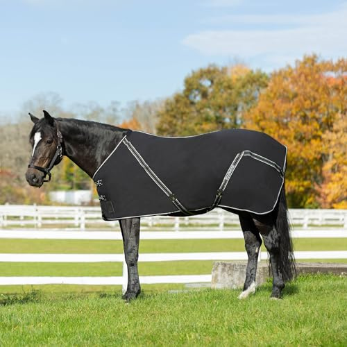 Equinavia Fryd 100% Cotton Stable Blanket for Horses | No Fill - Black - 76 in