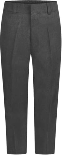 Pantalones escolares resistentes de talla grande para niños de 5 a 16 años, con teflón repelente al agua, cremallera y clip, cintura media elástica, trabillas para cinturón. Tabla de tallas disponible