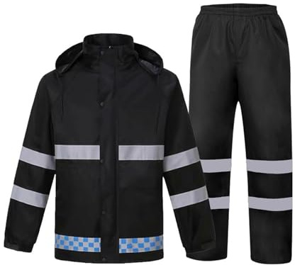 OlyljpinZ Hombre Traje de Lluvia Impermeable con Capucha Chaqueta y Pantalón de Ciclismo Traje de Lluvia al Aire Libre Anti-Tormenta Ultra-Lite Ropa de Lluvia Protectora Duarable