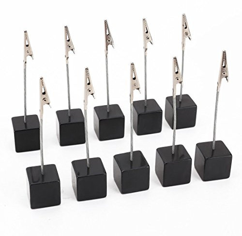 Sefdrert Kartenhalter Quadratischer Memohalter Kartenclip Foto Büro Halter Notiz - 10 Stück (Schwarz)