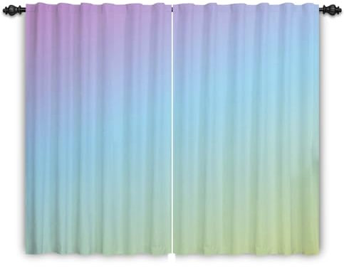 ggaimwf Ombre-Vorhänge für das Wohnzimmer Lila Blau Farbverlauf Regenbogenvorhänge Stangentasche Schlafzimmervorhänge Mann Frau Kinderzimmer Modern Fenster Tür Innentrennvorhang 132x214cm 2 Paneele