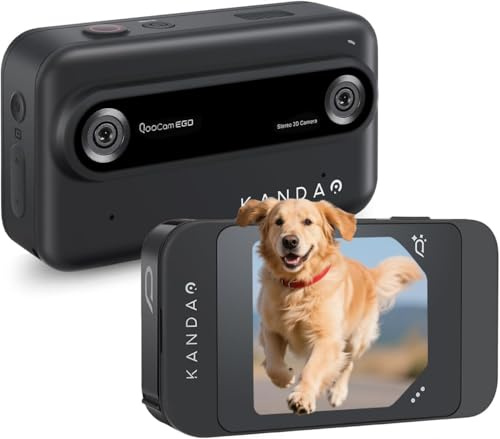KanDao QooCam Ego - Action Camera 3D, Foto 8K Video 4K, contenuto stereoscopico per cuffie VR/occhiali AR/proiettore, solo fotocamera nera.