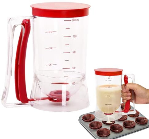 Bvizyelck Dispenser Di Pastella Per Pancake, 900ml Distributore Di Pasta Per Torte, Dosatore Per Impasto Per Torte, Dispenser Per Pasta Per Pancake, Dosatore Manuale Per Pastas, Cupcake, Waffle