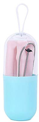 Set di canne pieghevoli in silicone con spazzolino per pulizia e custodia canna riutilizzabile pieghevole food grade portatile