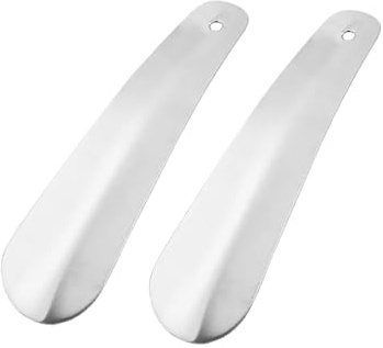 2 Piezas Calzador de Metal Pequeño de 16 cm, Calzador de Zapatos Portátil, Diseño Curvo con Orificios para Colgar, Shoe Horn para Hombres, Mujeres, Niños y Adultos Mayores