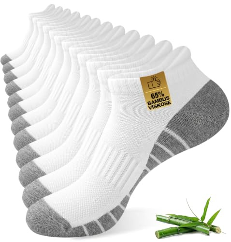 Blu Ninfee bambu träningsstrumpor för män 9-12 6-8, vadderade ankelsportstrumpor för män, andningsbara korta strumpor för promenader, cykling, 6 par