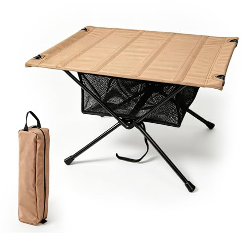 Peelanmall Tavolo da campeggio pieghevole, portatile, con borsa per il trasporto e borsa a rete (60 cm di lunghezza x 40 cm di larghezza), piccolo tavolo pieghevole per attività all'aperto, pesca