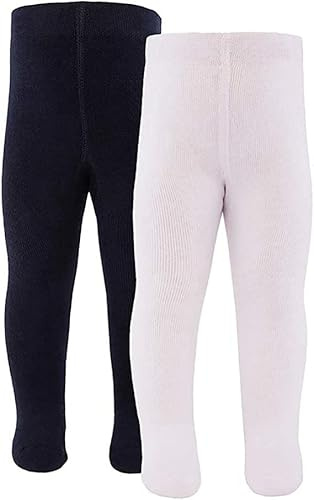inibini Lot de 2 collants pour bébé pour fille et garçon Fabriqué en Europe 98% coton Uni Basic - Multicolore - 3-4 ans