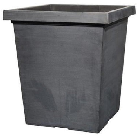 Muddy Hands 43 Litre Aged Black Large Plant Pot Outdoor Garden Flower Tree Tall Square Plastic Planter