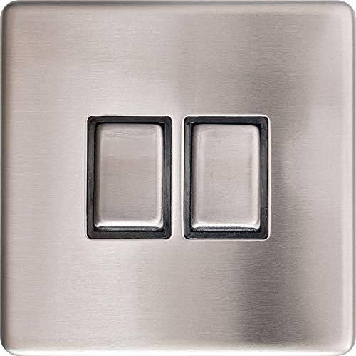 EAGLE 2 Gang 2 Way 10A Light Switch Screwless Plate with Brushed Chrome Finish