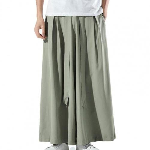 Herr svart is silke Hakama Kung Fu-byxor med bred botten Wushu kimono kinesiska breda byxor, gRÖN, XL