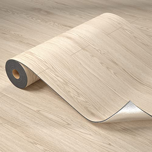 Homease Revêtement de sol en PVC autocollant épais (0,15 cm) avec texture à grain de bois, autocollant de sol résistant à l'usure et imperméable, plaque de bois en vinyle pour cuisine, salon, balcon