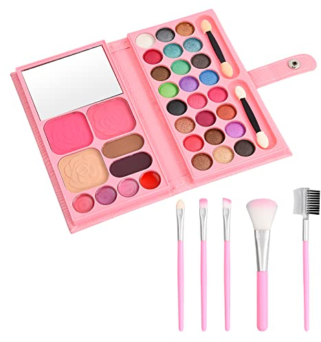 Paleta Maquillaje Portátil Set de Brochas de Maquillaje Estuche Maquillaje Kit para Mujer para Fiesta para Principiantes (Color 1+pincel de maquillaje)