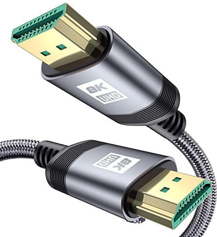 MAXGROUP Câble HDMI 10M, Câble 2.1 HDMI [8K@60Hz，4K@120Hz，48 Gbps] Ultra High Speed HDMI Cable Tressé Supporte 3D/ Retour Audio Compatible avec Roku,Projecteur,Blu-Ray,PS5,Xbox/Fire TV