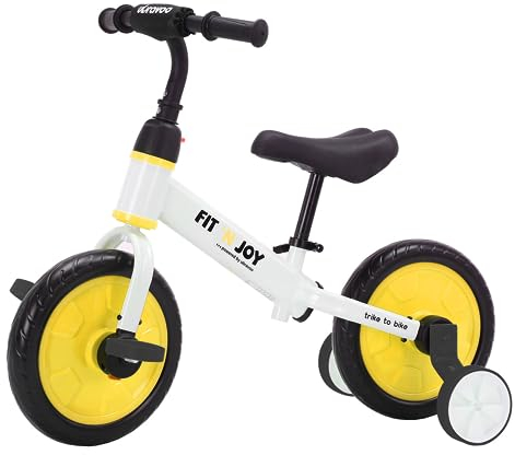 UBRAVOO Fit 'n Joy Kinderfahrrad Fahrräder, 4-in-1 Laufrad für Kinder mit Pedalen und Stützrädern, Trike-to-Bike Kinderrad für Jungen und Mädchen von 2 bis 5 Jahren (Gelb)