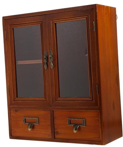 CIYODO Wandschrank Aus Holz Mit Doppeltüren-Design Vintage-Stil Platzsparendes Aufbewahrungsmöbel Für Hausdekoration Und Organisation Von Kleinteilen