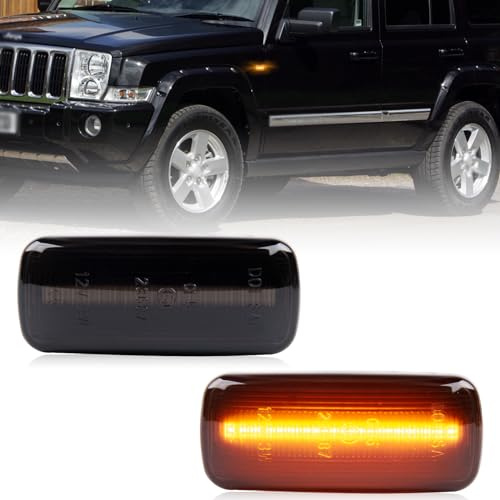 OZ-LAMPE Intermitente Lateral LED para Commander Compass Patriot Liberty Chrysler 200 300 Sebring Town Country, luz LED intermitente con bus Canbus, Indicador Laterales, 2 Piezas Negro