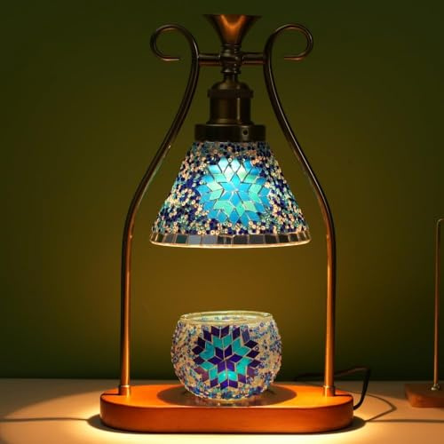CAutoMart Candle Warmer Lamp Turkish Table Lamp, Mosaic Lamp, Wax Melt Warmer, Moroccan Mosaic Lamps, Antique Design, Adjustable Brightness，Suitable for Mood Lighting for Home Decor