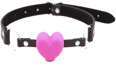 Bavaglio per bocca Bondage Bavaglio per bocca in silicone a forma di cuore Bavaglio per bocca regolabile Bavaglio per bocca erotico Divertente bavaglio per flirtare Bavaglio(Rosa)
