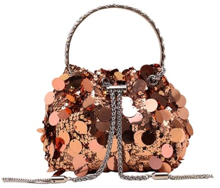 GreatRise Glitter handväskor damer paljetter axelväska elegant aftonväska liten kedjeväska crossbody väska afton-clutch mode axelväskor för bröllop kväll fest fritid, ROSA