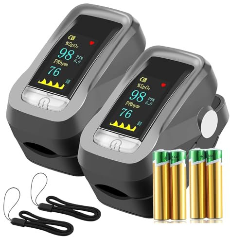 Bestyks Pulsoximeter, SauerstoffsäTtigung MessgeräT Finger, Pulsoximeter Fingeroximeter für Die Messung Des Pulses Und Der SauerstoffsäTtigung Am Finger (Spo2) (Schwarz, 2 Pack)