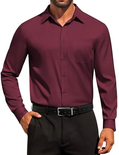 COOFANDY Men's Dress Shirt Business Casual Shirt Classic Fit Solid Formal Collared Shirt